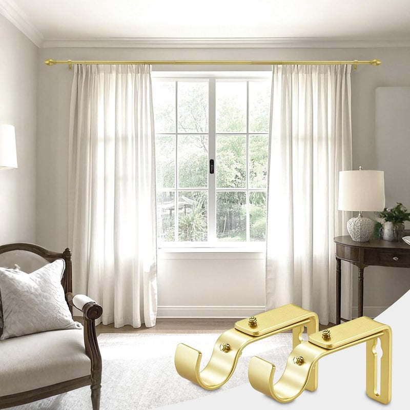 LLPJS Curtain Rod Bracket Adjustable, Drapery Rod Holder Hooks Support Hangers for 1 inch Diameter Window Curtain Rods (Warm Gold, 2-Pack) - Image 5